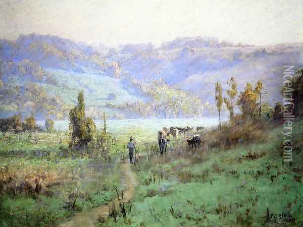 In the Whitewater Valley near Metamora Oil Painting - Theodore Clement Steele