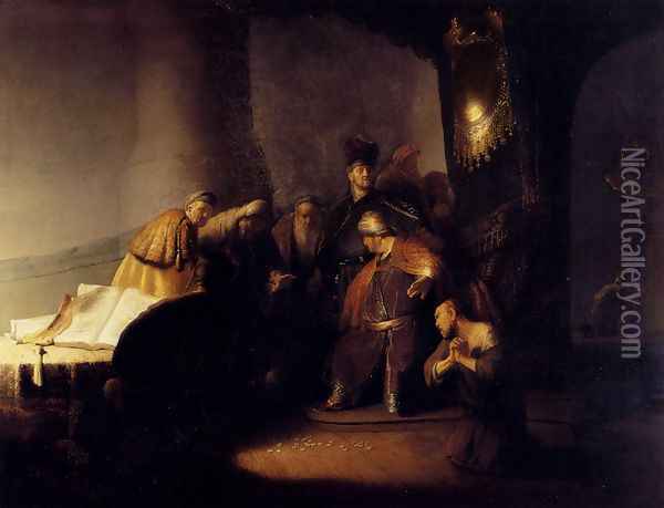 Repentant Judas Returning The Pieces Of Silver Oil Painting - Rembrandt Van Rijn
