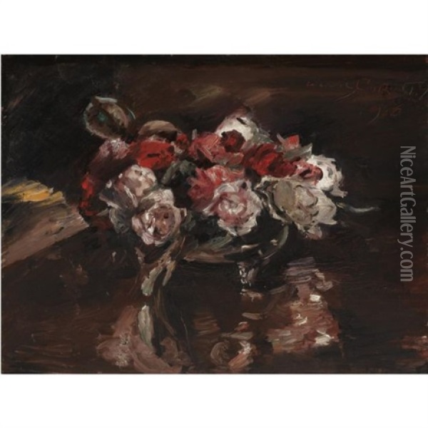 Rosenstillleben (still Life With Roses) Oil Painting - Lovis Corinth