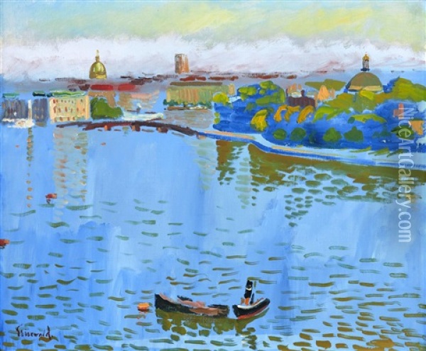 Vy Over Strommen - Stockholm Oil Painting - Isaac Gruenewald