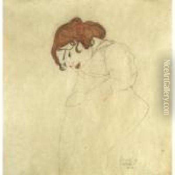 Schlafendes Madchen (sleeping Girl) Oil Painting - Egon Schiele
