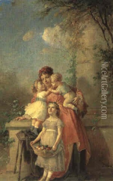 Die Geschwister Oil Painting - Francois-Louis Lanfant