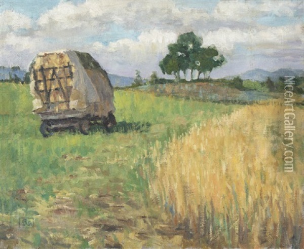 Hay Wagon Near Arles Oil Painting - Rupert Bunny