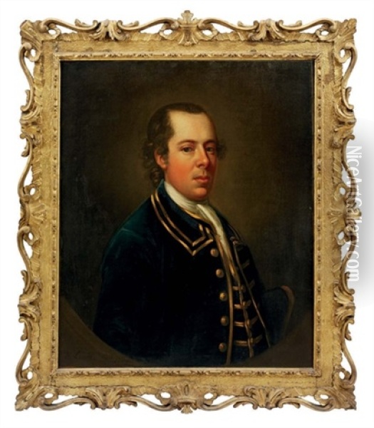 Portrait Of Samuel Cook In A Blue Coat, A Tricorn Hat Under His Left Arm Oil Painting - Francis Lindo