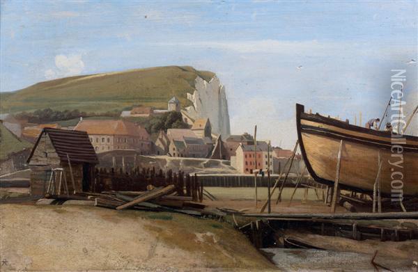 Vue Du Treport Oil Painting - Theodore Caruelle d' Aligny