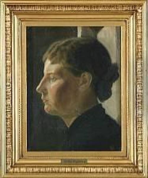 A Portrait Of A Woman Oil Painting - Fritz Syberg