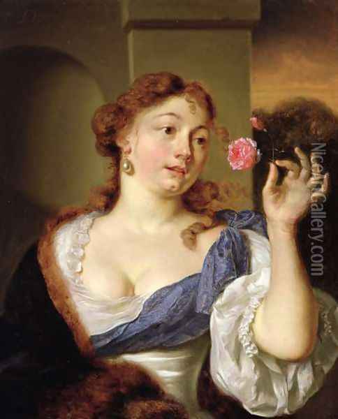 The Lady with a Rose Oil Painting - Arie de Vois