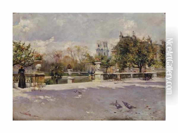 Le Jardin Du Luxembourg Oil Painting - Ulisse Caputo
