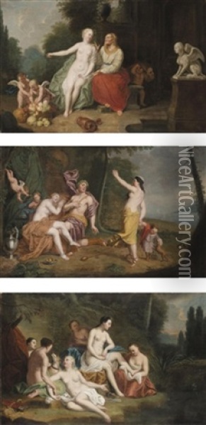 Vertumnus And Pomona (set Of 3) Oil Painting - Louis Fabritius Dubourg