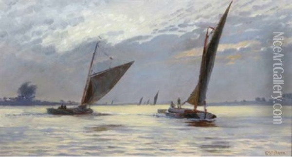 Sailing Barges In An Estuary Oil Painting - Emily Mary Osborn