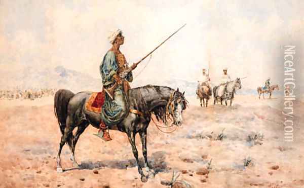 Horsemen guarding an Encampment Oil Painting - Giuseppe Gabani