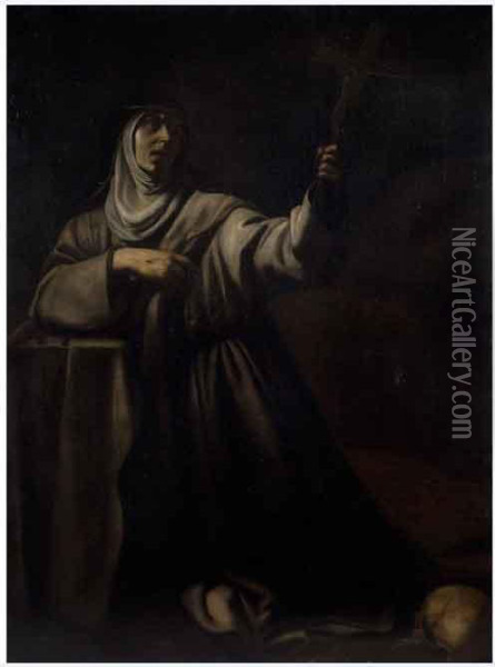 Santa Caterina Da Siena Oil Painting - Giovanni Battista Caracciolo