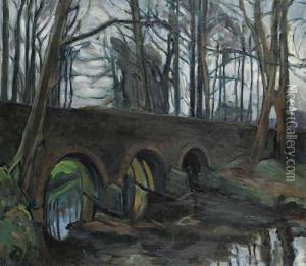 Landscape With Bridge Oil Painting - Paul Nietsche