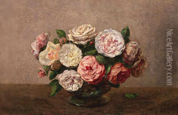 Bol de roses Oil Painting - Ignace Henri Jean Fantin-Latour
