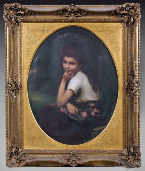 Jeune Fille Aux Fleurs Oil Painting - Jules Cyrille Cave