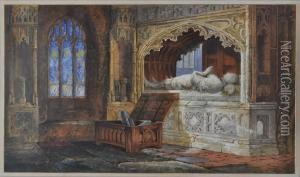 Churchinterior Scene Oil Painting - Samuel A. Rayner