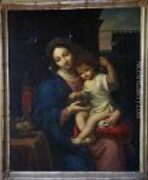 The Madonna Of The Grapes Oil Painting - Pierre Le Romain I Mignard