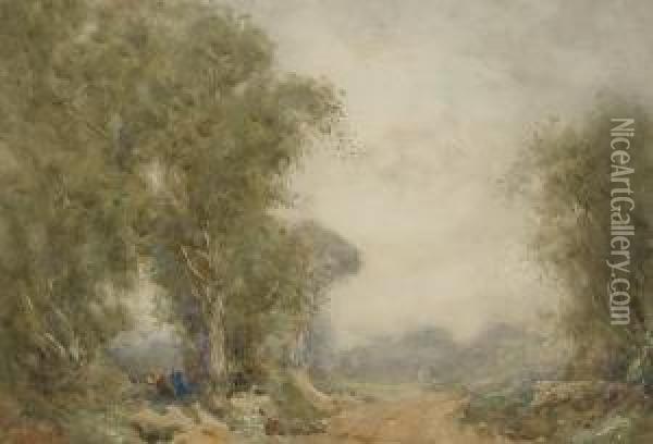 A Misty Morning Oil Painting - M. Paget