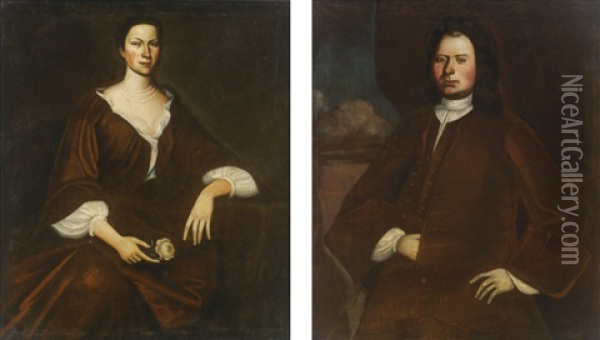John Dunbar And Jeanette Von Egmont Schermerhorn Of Schenectady, New York Oil Painting - Nehemiah Partridge