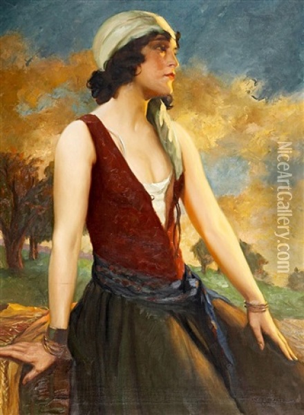 Damenportrat Oil Painting - Hans Hassenteufel