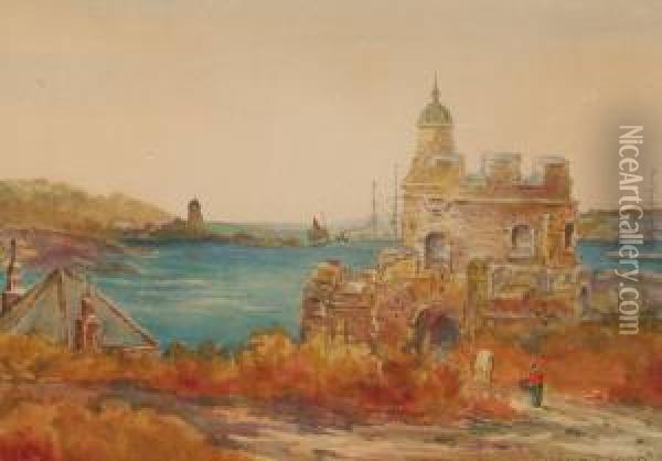 Coastal Harbour Scene Oil Painting - Richard Short