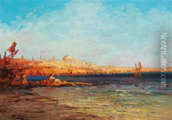 View Of Constantinople Oil Painting - Henri Duvieux