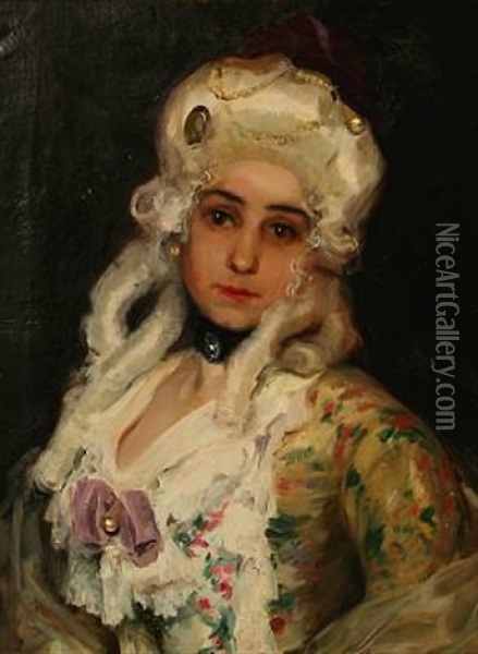 A Portrait Of The Spanish Actress Maria Ana De Jesus Guerrero Torija Oil Painting - Eduardo Chicharro Aguera
