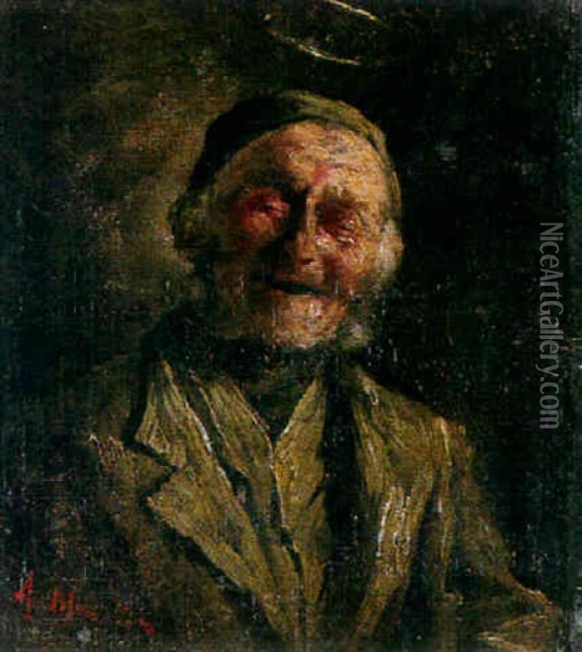 Lachender Alter Mann Oil Painting - Antonio Mancini