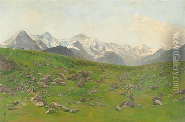 Alp, Wohl Bei Der Kleinen Scheidegg Oil Painting - Gustave Jeanneret