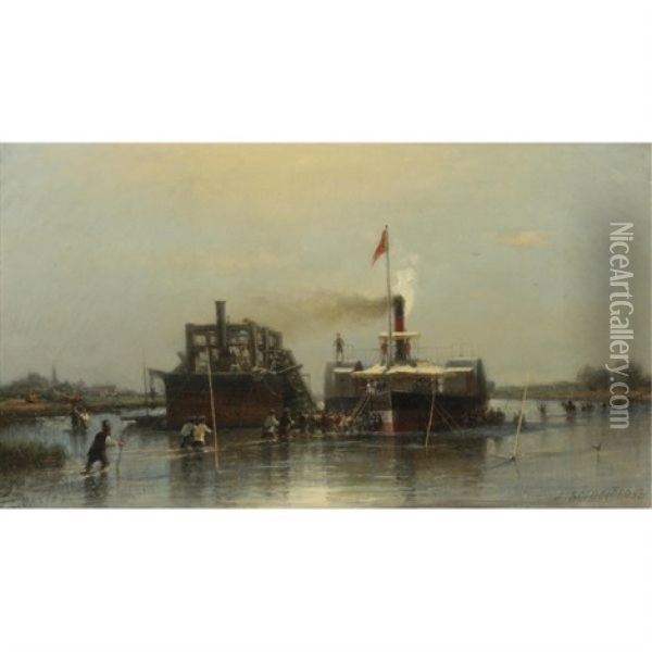 Don. The Steamship "cossack" Aground Oil Painting - Aleksei Petrovich Bogolyubov