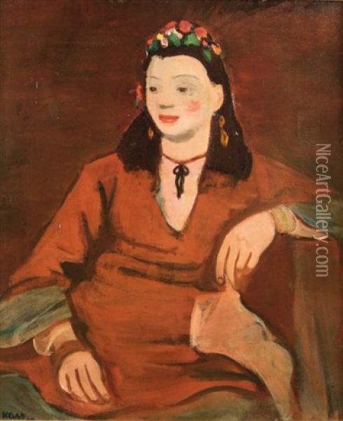 Jeune Femme Avec Des Fleurs Dans Les Cheveux Oil Painting - Georges (Karpeles) Kars
