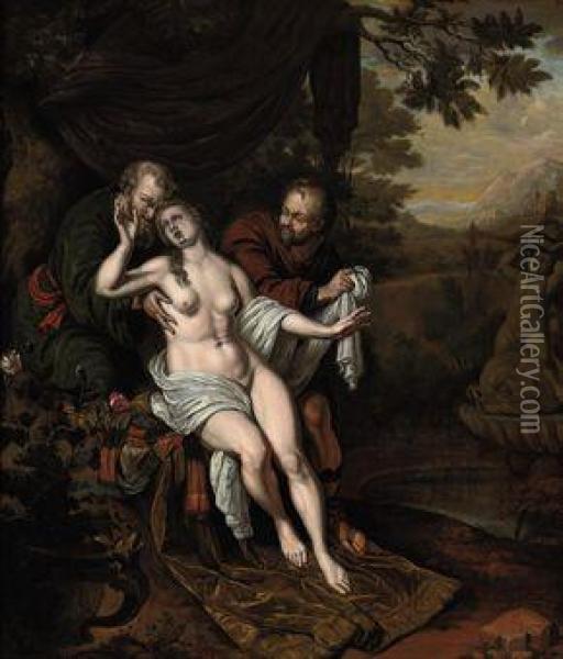 Susannah And The Elders Oil Painting - Willem van Mieris