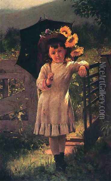 The Sunflower Girl Oil Painting - John George Brown