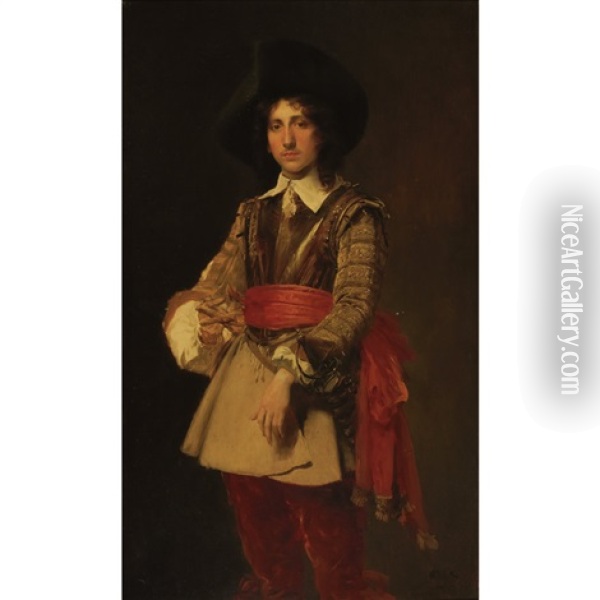 Musketeer, Time Of Louis Xiii Oil Painting - Vaclav Brozik