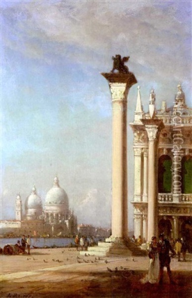 Platz In Venedig Oil Painting - Amedee Rosier