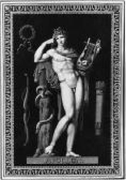 Apollo Leaning On A Tree Trunk
Signed, Inscribed And Dated 'moitte Sculpteur L'an Deux De Larepublique.'[1794-5] And 'apollon' Oil Painting - Jean Guillaume Moitte
