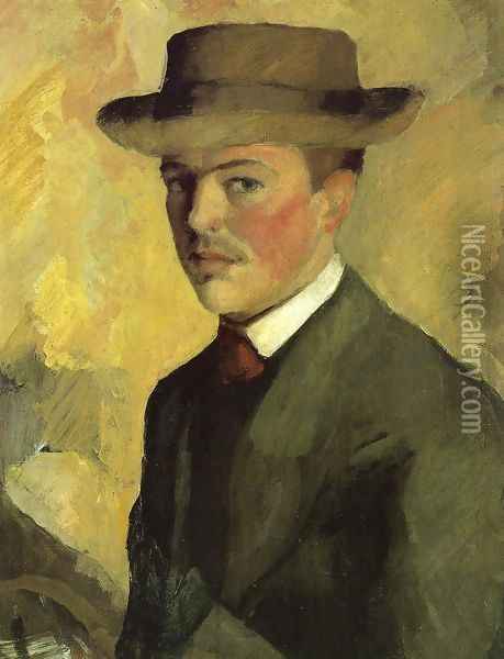 Self Portrait 1909 Oil Painting - August Macke