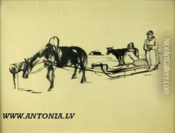 Horse Oil Painting - Romans Suta