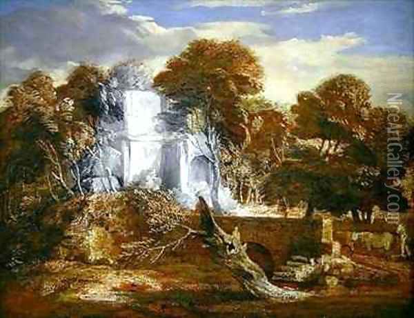 Landscape with a Figure and Cattle Oil Painting - Thomas Gainsborough