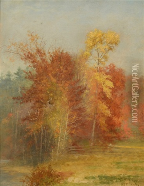Autumn Landscape Oil Painting - Thomas Hicks
