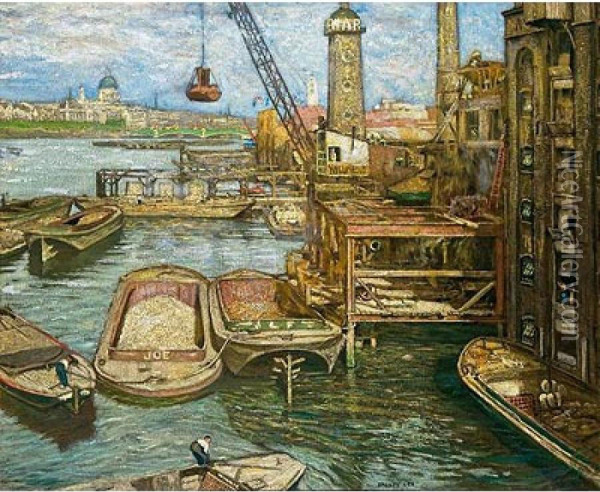 The Harbour Oil Painting - Sydney Lee
