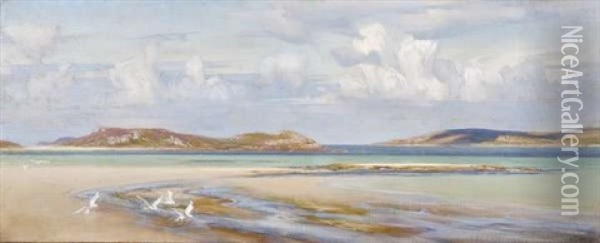A Sunny Beach Scene Oil Painting - Arthur Trevithin Nowell