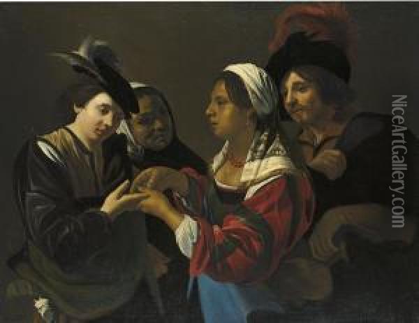 The Fortune Teller Oil Painting - Bartolomeo Manfredi