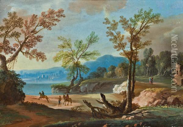 Sudliche Landschaft Mit Reitern Oil Painting - Jan Van Huysum