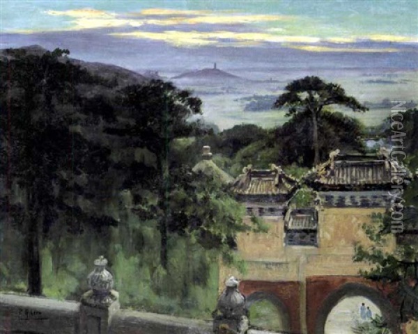 Chine, Vue De Pekin Oil Painting - Pierre Ribera