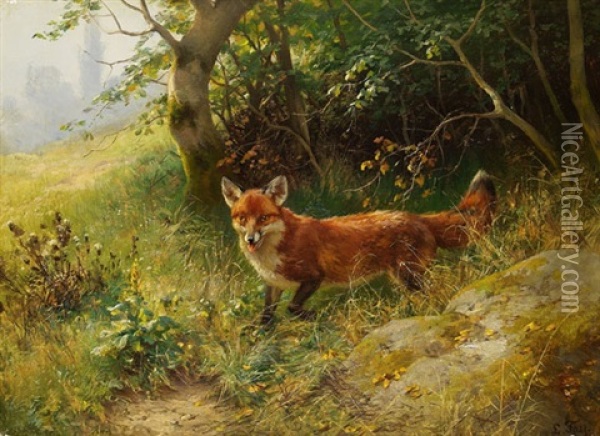 Fuchs (+ Rehbock; 2 Works) Oil Painting - Ludwig Benno Fay