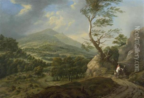 Horserider On A Path Oil Painting - Johann Christian Vollerdt or Vollaert