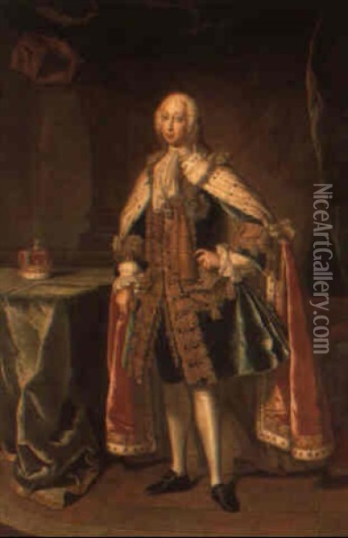 Portrait Of Frederick, Prince Of Wales, In Robes Of State Oil Painting - Jean-Baptiste van Loo