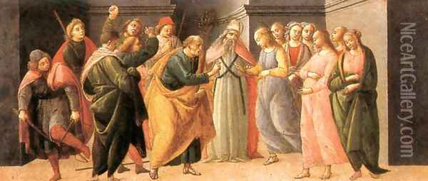Predella: Marriage of Mary 1488 Oil Painting - Bartolomeo Di Giovanni
