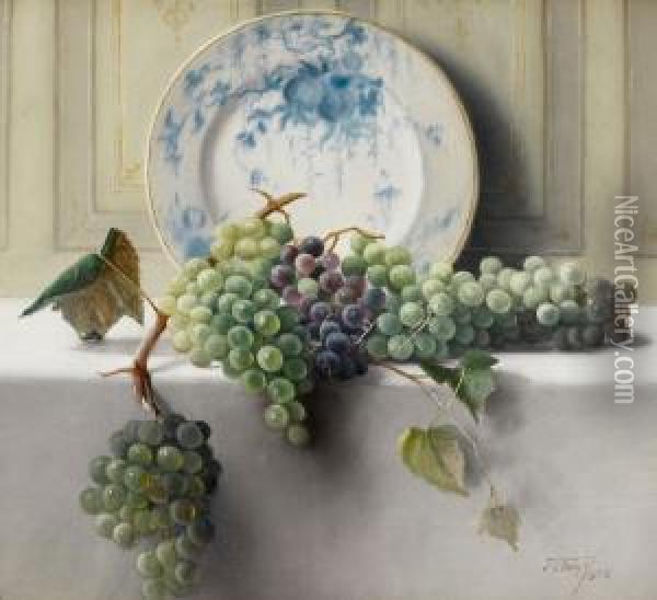 Still Life With Grapes Oil Painting - John Elwood Bundy